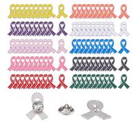 SUPERFINDINGS 100 spille da bavero per cancro al seno, 10 colori, per il cancro al seno, in lega di alta qualità, distintivo smaltato, fiocco di speranza, per regali da donna
