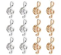 SUPERFINDINGS 12 Pezzi Spille Eleganti per Corsage con Nota Musicale in Oro Platino G Chiave Spilla per Risvolto Piccola Spilla per Chiave di Sol 24x11,5mm Lega di Zinco per Risvolto per Costume