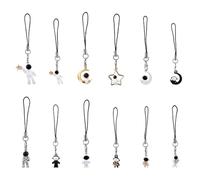 SUPERFINDINGS 12 Pz 12 Stili Ciondoli per Cellulare Astronauta Astronauta Stella Luna Cinghie per Telefono con Chiusura A Moschettone Cordino In Lega Simpatico Zaino per Telefono Cordino Ciondoli