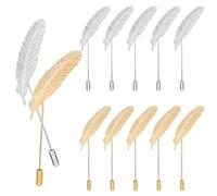 SUPERFINDINGS 12 pz 2 colori Piuma Spilla Spilla Bavero Vintage Foglie Spilla Distintivo Uomo Lega di Metallo Spilla Spilla Camicia Borchie Uomo Accessori per Matrimonio Occasioni Formali