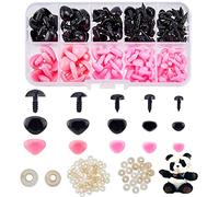 SUPERFINDINGS 130 pz 5 Misure Nasi di Sicurezza in Plastica con Rondella Triangolo Naso di Bambola Animale Nero e Rosa Artigianato Set di Nasi Amigurumi per Bambola Burattino Orso Peluche Progetti