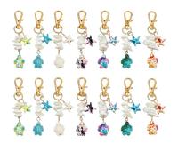 SUPERFINDINGS 14 portachiavi in 7 colori, turchese sintetico a forma di tartaruga, ciondolo a forma di tartaruga, ciondolo decorativo per borsa, ciondoli estivi con chiusura girevole