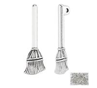 SUPERFINDINGS 140 pièce de Pendentif Balai Magique en Argent Antique Pendentifs Balai en Alliage de Zinc Tibétain Charmes Décoratifs D'Halloween pour la Fabrication de Bijoux DIY Collier Bracelet
