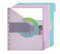 SUPERFINDINGS 15 divisori tascabili a disco, 28,3 x 24,5 cm, formato lettera, a scatto, in plastica, divisori per quaderni, per ufficio, casa, pianificatore, organizzazione