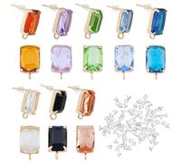 SUPERFINDINGS 16 pz 8 Colori Risultati Dell'Orecchino della Vite Prigioniera in Ottone Rettangolo di Vetro Orecchino con Borchie per Orecchini Ad Anello per La Creazione di Gioielli Foro:1.6mm