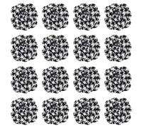 SUPERFINDINGS 16 toppe in tessuto con fiori di camelia in tessuto tridimensionale, fiori in nylon 3D, motivo a scacchi bianchi e neri, per vestiti, giacche, gonne, cappotti, spille artigianali