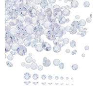 SUPERFINDINGS 160 perline di zirconia cubica di 8 dimensioni, ciondoli a punta sul retro, trasparenti, piatti e rotondi, con strass, per la creazione di collane, orecchini, gioielli, 4-12 mm, foro: 1