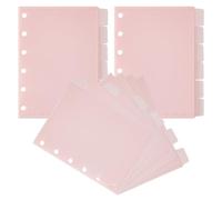 SUPERFINDINGS 18 foglio A7 Tasche Raccoglitore 11.4x9.1cm Rosa 6 anelli Ricariche per Notebook A Fogli Mobili Cerniera Impermeabile Buste Economiche Divisori con Linguette