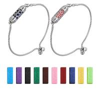 SUPERFINDINGS 2 braccialetti con diffusore di oli essenziali, per aromaterapia, regolabili, con 20 cuscinetti in feltro, gioielli per la festa della mamma, Natale
