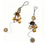 SUPERFINDINGS 2 campanelle a vento portafortuna in ottone, Feng Shui, stile vintage, da appendere alla porta, decorazione per la casa e il giardino