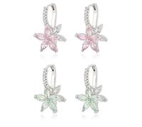 SUPERFINDINGS 2 Colors Crystal Floral Leverback Earrings Cubic Zirconia Flower Hoop Earrings Dainty Crystal Diamond Hoop Earring Fashion Jewelry Gifts for Women ands