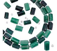 SUPERFINDINGS 2 Fili di Perline di Smeraldo Naturale A Forma di Colonna Sfaccettate Perline Lisce Genuine