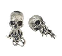 SuperFindings - 2 perline di spada con teschio in ottone EDC stile europeo argento antico grande foro strumento 28,5 x 15 x 16,5 mm