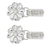 SUPERFINDINGS 2 Pezzi di Fibbia Ad Imbuto In Lega con Strass Argento Decorazioni con Strass Fiore Fermagli A Incastro per Artigianato Cappotti di Pelliccia Decorazione di Tessuti Matrimonio