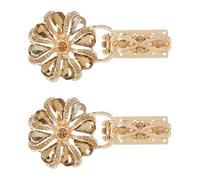 SUPERFINDINGS 2 Pezzi Fibbia A Becco D'Anatra In Lega con Strass Dorato Fibbia con Strass per Decorazioni di Fiori per Abiti Decorazioni In Tessuto per Matrimoni