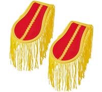 SUPERFINDINGS 2 PEZZI Nappa Spalla Uniformi Frange Spalla Dorato/Rosso Tessuto Base Epauletten Spilla Pinmit Lungo Nappa Rimovibile Frange Epauletten Punk Epaulette, 200x100x8mm, tessuto e ferro