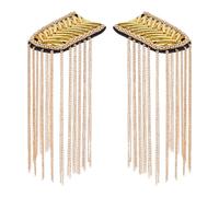 SUPERFINDINGS 2 Pezzi Spalline con Nappe alla Moda Distintivo per Spalle Dorate Decorazione per Spalle con Spalline in Plastica con Catene di Ferro per Giacche Frangia Punk in Metallo 26.5x6.2cm