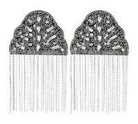 SUPERFINDINGS 2 Pezzi Strass Chiaro Spalle Distintivo Spalla Strass Catena Nappa Spalle Spalline Spilla Pin Accessori Abbigliamento Per Giacche Punk Frange, 200x113x6mm, Strass