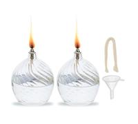 SUPERFINDINGS 2 set di Lampade A Olio In Vetro Trasparente, Luci Da Tè A Combustione Lunga Da 3.8x3.1 pollici, Aspetto Unico con Filettatura Interna, Stoppino In Cotone e Supporto Inclusi
