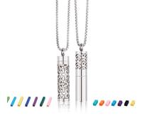 SUPERFINDINGS 2 Stili Collana Diffusore di Olio Essenziale Aromaterapia Pendente con 20Pz di Inserti di Feltro Cambiabili Inserti di Profumo Set di Pendenti Diffusori In Acciaio Inossidabile