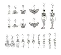 SUPERFINDINGS 20 Pezzi 10 Stili Clip su Charm In Lega di Teschio Scheletro Zipper Pull Farfalla Zipper Pull Charm Ciondoli con Moschettone per Borsa Borsa Portachiavi
