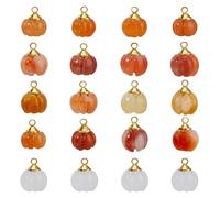 SUPERFINDINGS 20 Pz Pietre di Giada Naturale Ciondoli Design Zucca Ciondoli Ciondoli Autunno Colori Misti Palla Rotonda Ciondoli Squisiti Ciondoli per Creazione di Gioielli, 10x7.5mm