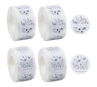 SUPERFINDINGS 2000 adesivi di ringraziamento, 4 rotoli di 2 stili, sigilli per buste di ringraziamento, 2,5 cm, rotondi, in carta autoadesiva, per piccole imprese, confezioni regalo, borse, scatole