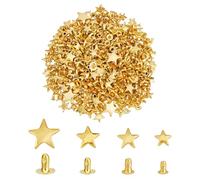 SUPERFINDINGS 230 Set 4 Misure Rivetti per Indumenti In Ferro A Forma di Stella Kit Rivetti In Pelle Dorata Rivetto A Doppio Cappuccio Borchie Tubolari Borchie In Pelle per Abbigliamento Artigianale