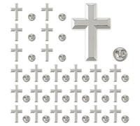 SUPERFINDINGS 24 PZ 2 Colori Lega Croce Spilla Spille Cristiane Spille Per Funerale Chiesa Pregare Evento Pubblico Metallo Revers Pin Bulk Per Costumi Decorazioni, 24x16mm, Metallo