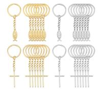 SUPERFINDINGS 24 pz 2 colori portachiavo Gesù con Pesce e Croce in Stile Tibetano Lega Sfusa con Ciondoli Argento e Ferro