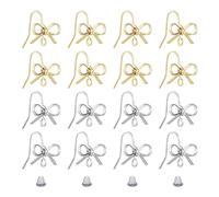SUPERFINDINGS 24 Pz Orecchini A Bottone Bowknot Orecchini A Bottone con Fiocco Placcati in Oro e Platino Orecchini A Bottone in Ottone Risultati con Passante per Creazione di Gioielli Foro: 1.2mm