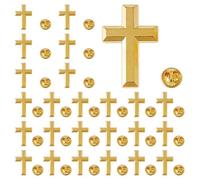 SUPERFINDINGS 24 spille a forma di croce per funerale, chiesa, preghiera | lega, placcata oro, 2,4 x 1,6 cm, per eventi pubblici, spilla in metallo, utilizzabile come decorazione per costumi