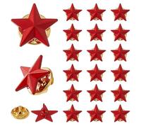 SUPERFINDINGS 24 spille in lega con stella 1,6 cm/2,5 cm, stella rossa, spilla a cinque punte, pentagramma, per la festa commemorativa di luglio, decorazioni in costume per veterani, 24x25mm, Metallo