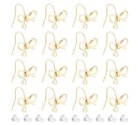 SUPERFINDINGS 24Pcs Orecchini A Bottone con Fiocco in Ottone Risultati Dell'Orecchino d'oro Risultati Dell'Orecchino con Anello con 40 Dadi in Plastica per La Creazione di Gioielli Foro: 2 mm