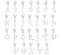 SUPERFINDINGS 26 Pz 304 Ciondoli Ciondolo Lettera In Acciaio Inossidabile Argento Lettera Dalla A Alla Z Chiusure Artiglio di Aragosta Ciondoli Mini Alfabeto Bracciale Collana Pendenti