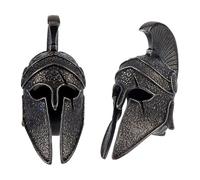 SUPERFINDINGS 2PCS Perla Longe Casco Nero Perle paracord in ottone Perle europee stile tibetano Charm EDC Perla metallo vintage a foro largo per Ciondolo Portachiavi, Foro:4mm