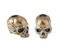 SUPERFINDINGS 2PCS Perline Teschio Perline Cavo In Ottone Perline EDC per Cordino Perline In Metallo con Foro Grande Perline Europee Vintage per Creazione di Braccialetti Portachiavi Foro: 6mm