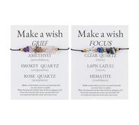 SUPERFINDINGS 2Pz Bracciali In Pietre Naturali Cristalli Braccialetti con Chip di Pietre Bracciali In Perline di Pietra Yoga Braccialetti Regolabili Unisex con Corda per Donne Uomini,Diametro:1.1-10cm