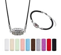 SUPERFINDINGS 2Styles - Set di collana con diffusore di oli essenziali, braccialetto e medaglione per aromaterapia, con 20 cuscinetti per profumo, collane regolabili