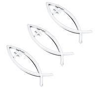 SUPERFINDINGS 3 Pz 140x46x6mm Nastro Gesù Pesce Croce Adesivo Decalcomania 3D Auto Decalcomania Emblema Adesivo Pesce di Plastica Emblema Auto per Auto Barca Camion Pareti Finestre