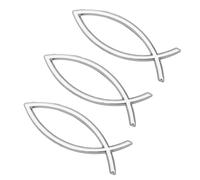 SUPERFINDINGS 3 PZ Adesivo per Auto A Forma di Pesce Nastro Gesù Pesce Decalcomania 14x4.6cm/5.5x1.8inch Plastica 3D Pesce Adesivo per Auto Emblema per Auto Moto Camion Pareti Finestre