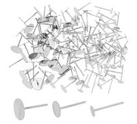 SUPERFINDINGS 300 orecchini a perno in ottone di 3 dimensioni con 400 dadi argentati per orecchini e retro ipoallergenici a cuscinetto piatto per orecchini fai da te