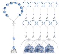 SUPERFINDINGS 30Pcs Chapelet de Baptême Ange Favoris de Baptême Ailes en Acrylique Mini Chapelet Ange Bleu Baptême Bracelet Ailes d'Anges Cadeaux pour mariage douche fête d'anniversaire