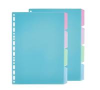 SUPERFINDINGS 32 Foglio 4-Tab Divider In Plastica B5 Fermagli per Carta Divider Bianchi con Etichette Organizzatore di File Turchese Scuro Sezioni Raccoglitori Separatori di Materie 19.4× 25.7cm