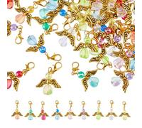 SUPERFINDINGS 36 pz 9 colori Acrilico Ciondoli Pendenti Clip su Ciondoli con Lega di Zinco Artiglio di Aragosta Fermagli Angelo Ala Fascino Cuore Perline Pendente Fata Pendenti Pendenti