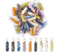SUPERFINDINGS 36 Pz 9 Stili Ciondoli in Pietra Naturale Mista Pietre Preziose Ciondoli Colonna 20mm Ciondoli in Pietra Color Oro Chiaro Ciondoli per Orecchini Collana Bracciale Creazione