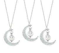 SUPERFINDINGS 3Pcs 3 Colors Moon Charm Necklaces Glow in The Dark Moon Necklace Half Crescent Pendant Necklace Luminous Series Moon Necklace Alloy Fluorescent Necklace for Womens Daughter