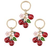 SUPERFINDINGS 3pz Coccinelle Foglia Margherita Ciondoli Portachiavi Taglio Coccinella Portachiavi Lega Smaltata Ciondolo Borsa Decorazioni Auto Chiave Ciondoli Portachiavi per Portachiavi Borse