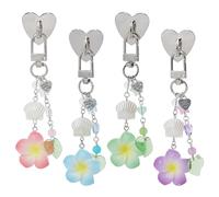 SUPERFINDINGS 4 ciondoli a forma di fiore da 9,6 cm, ciondoli per telefono carino, catena portachiavi con supporto a cuore supporto per regali amatoriali di libri decorazione di stato tablet telefono