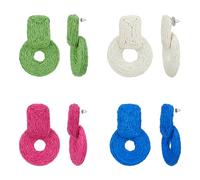 SUPERFINDINGS 4 Colori Orecchini In Rafia Orecchini Carini In Stile Boho 4 paia Orecchini Rotondi In Rattan Fatti A Mano Orecchini A Bottone In Paglia Intrecciata Orecchini Pendenti Pendenti